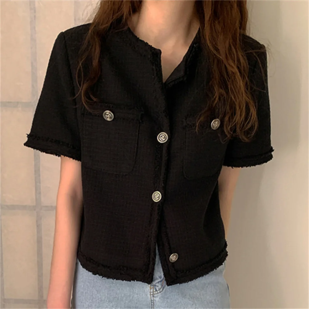 

Alien Kitty 2023 Summer Cardigans Women Coats Hot Short Sleeve New Arrival High Street Chic Elegant Office Lady Jacket