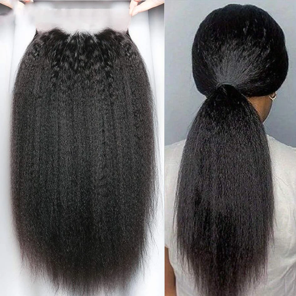 

LINE 300 Density Kinky Straight 360 Full Lace Frontal Wigs 100% Human Hair 40Inch Brazilian Yaki Straight 13x6 HD Lace Front Wig