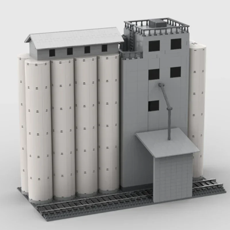 Street View Modello Moc Mattoni da costruzione Grano Ascensore e tecnologia Silos Blocchi modulari Regalo Giocattolo di Natale Set fai da te Assemblaggio