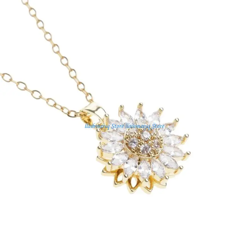 

573B Zircon Necklace Can Be Turned Pendant Clavicle Chain Campus Simple Jewelry