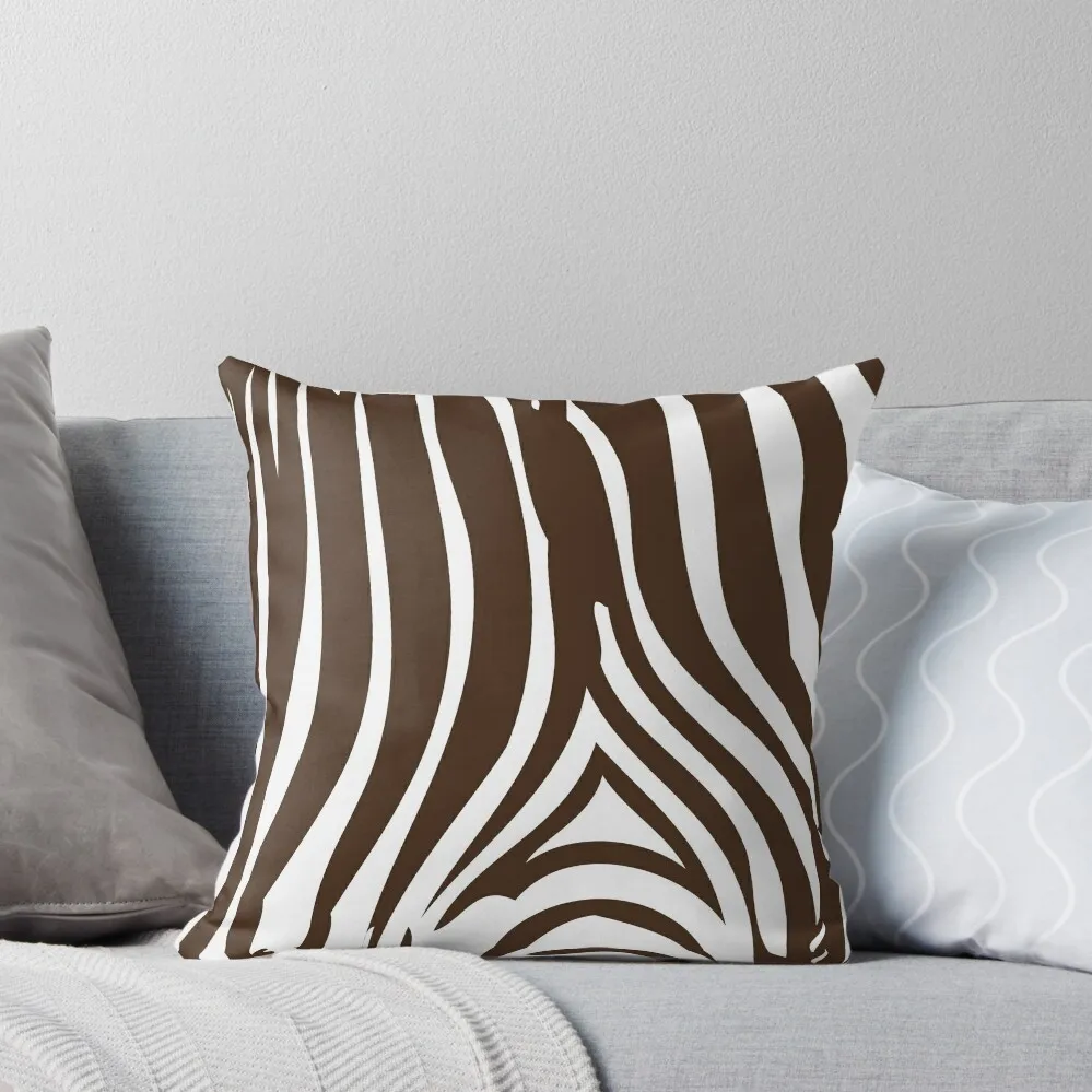 Zebra Stripes Zebra Print Animal Print Chocolate Brown and White Stripe Patterns Striped Patterns | Throw Pillow New year pillow