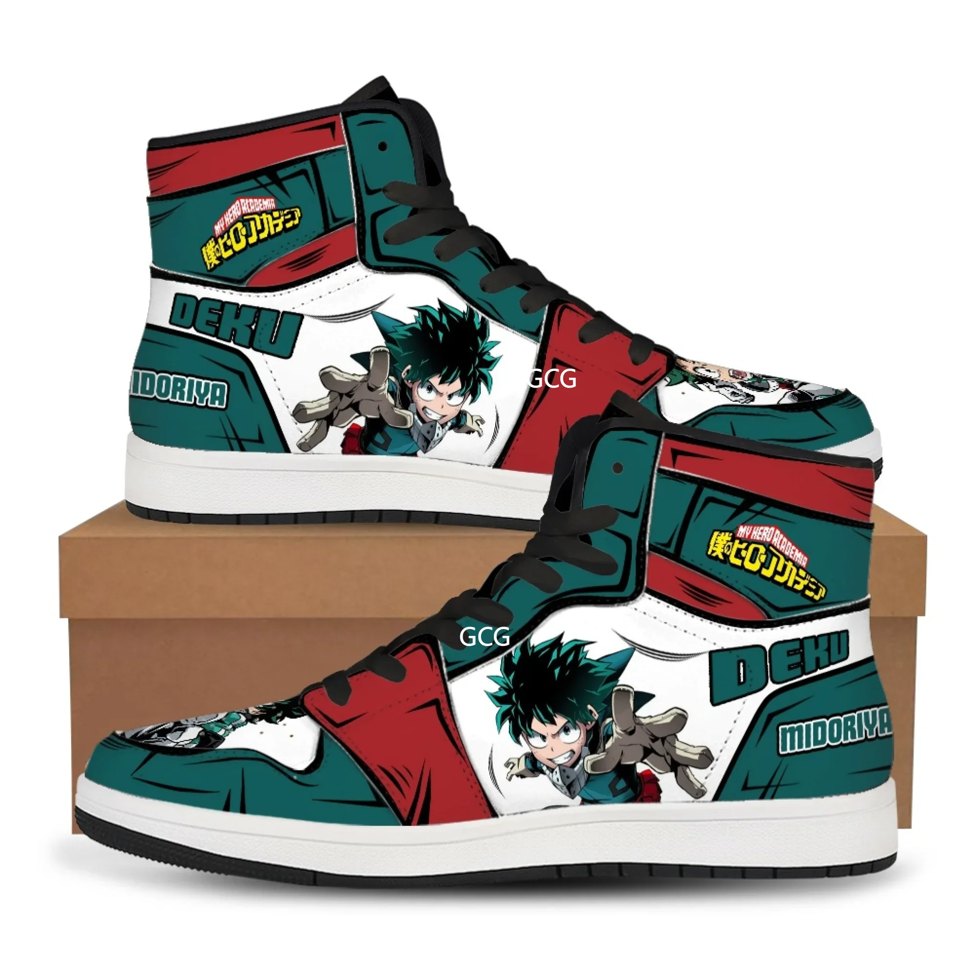 Japanese Anime shoes deku Midoriya Izuku hero cosplay High top sports shoes AJ superhero Men's sneakers anime printed boy gift