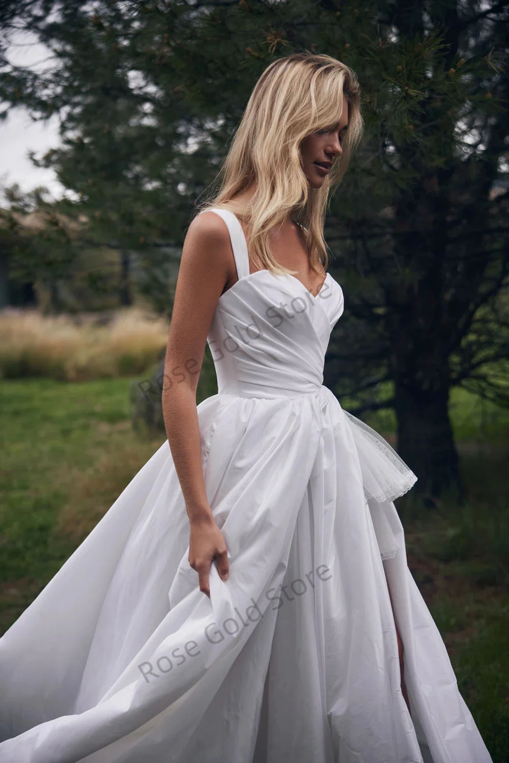 Clássico uma linha vestidos de casamento para mulheres querida plissados alta baixa robes de soriee personalizado sem mangas longos vestidos de noiva