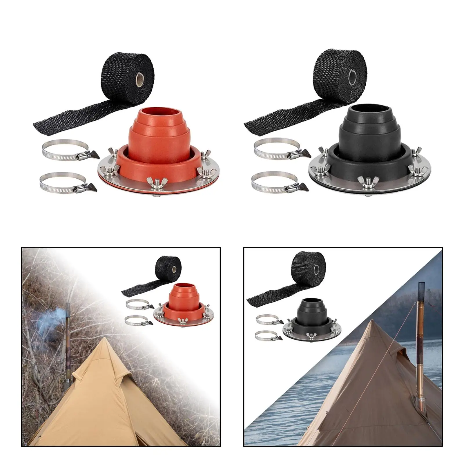

Tent Roof Chimney Jack with Heat Resistant Protection Rings for Outdoor Use