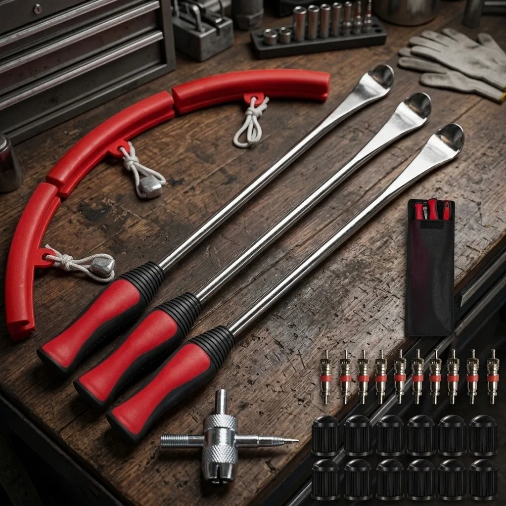 375mm Tire Change Kit 26-Piece Stainless Steel Lever Set Designed for For motorcycle For dirt Bike Tire Installation