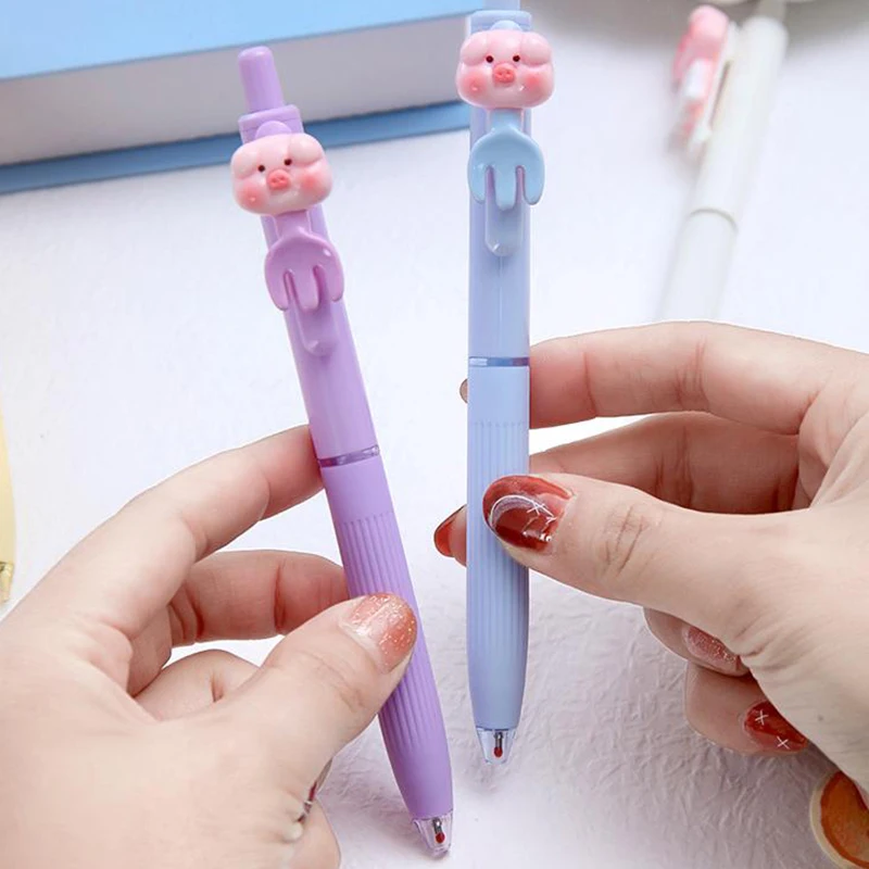 3Pcs Cartoon Cute Pig Pressing Gel Pen Kawaii Neutral Pen Set Fashion Writing Smooth Pens School Supplies Aesthetic Stationery