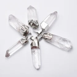 Wholesale 6pcs/lot Fashion good quality natural Stone White crystal pillar charms Pendants for jewelry marking free shipping
