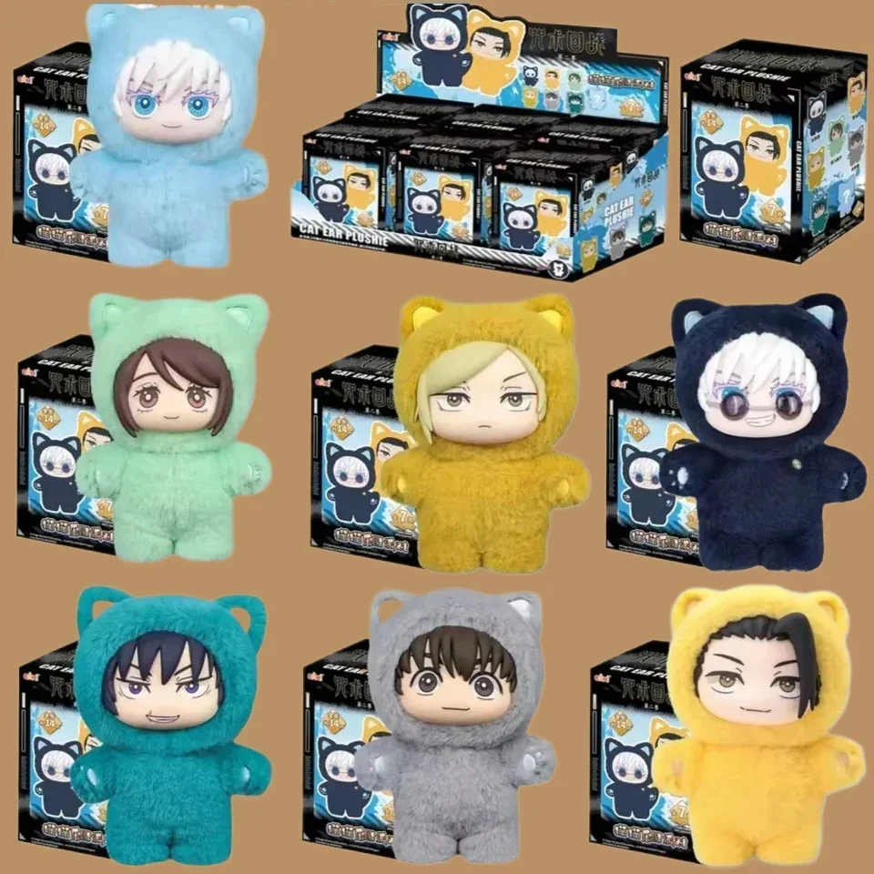 Original BANDAI Jujutsu Kaisen 2 chat oreille peluche série boîte aveugle boîte mystère Anime Figure chambre décoration Collection enfants cadeaux