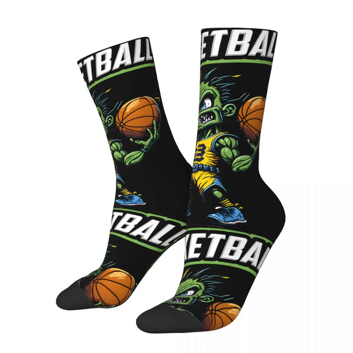 Sport Men's Socks Vintage Harajuku A-Alien Basketball Street Style Novelty Pattern Crew Sock