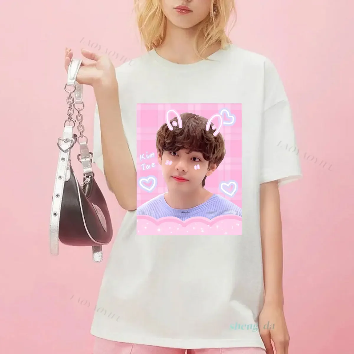 Gifts T-Shirt Streetwear K-Pop Harajuku  Short Sleeve  Y2k Tops I Love Kim Tae Hyung Korea Singer Idol Men Women Tee Shirts