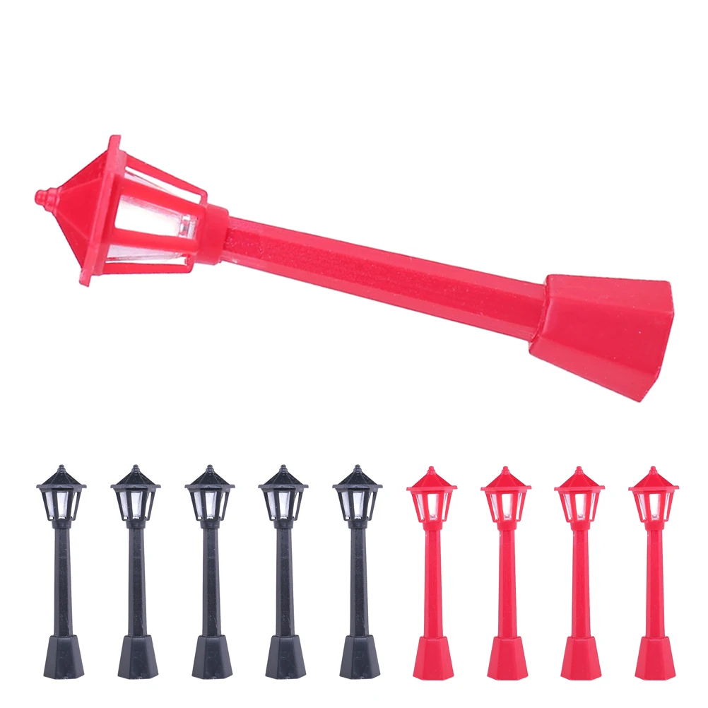 

10Pcs Miniature Vintage Street Lamps Landscape Decoration Dollhouse Accessories Mini Garden Plastic Lamps