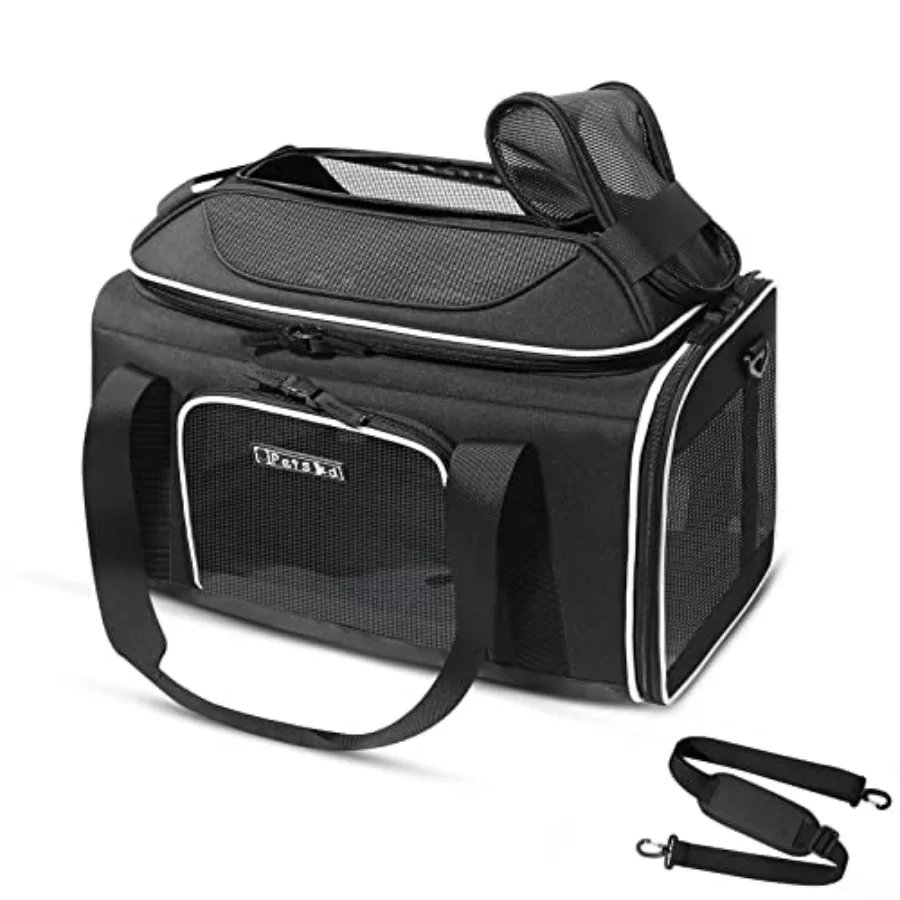 

Top-Expandable Pet Carrier 17x11x9.5 Inches Alaska Airline Approved Soft-Sided Carrier for Small Cats and Dogs with Locking Saf