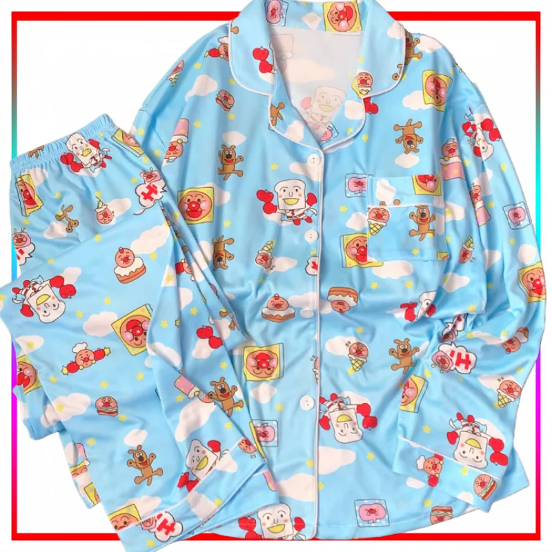 

New Bread Pajama Set Cartoon Bread Loungewear Long-Sleeve Long Pants Cardigan Lightweight Anime Merchandise Home Fashion