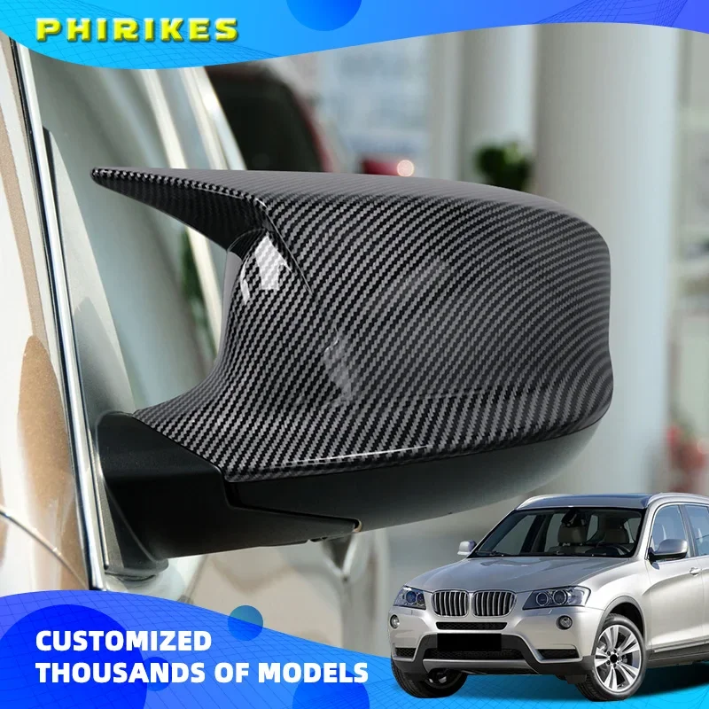 1 Pair Carbon Fiber Car Rear View Door Wing Side Mirror Cover Caps Shell Case for BMW X3 F25 X1 E84 Pre-LCI 2010 2011 2012 2013