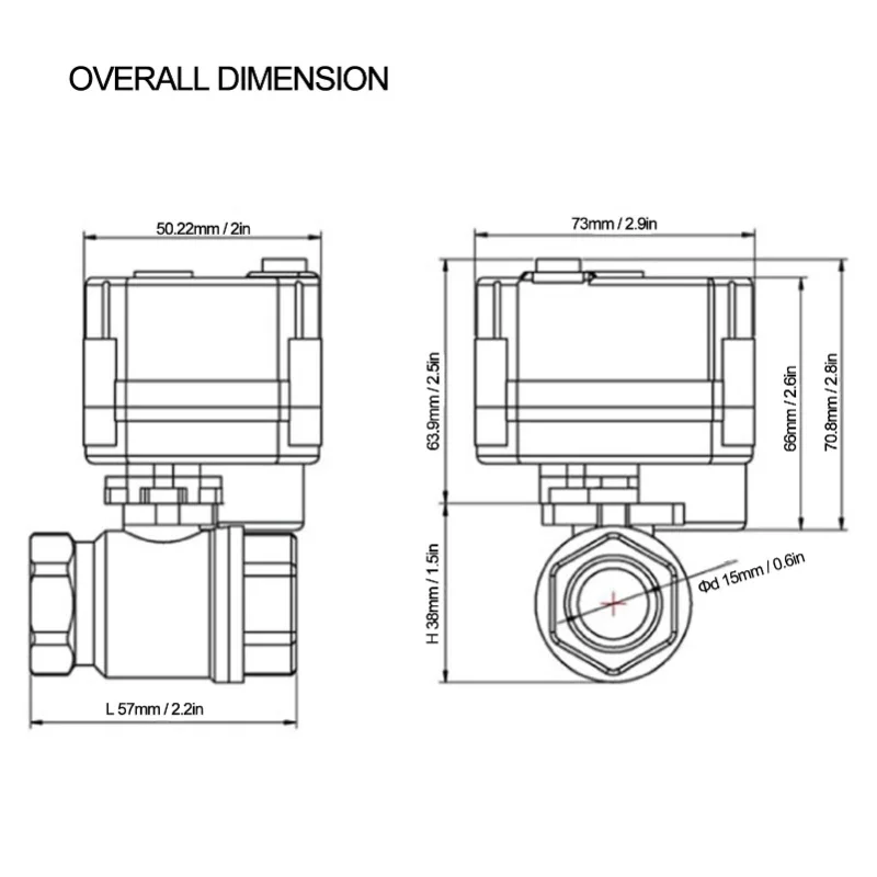 Electric Ball Valve BSP Mini Brass Motorized 5 Wire DC12V Through With Switch Indication