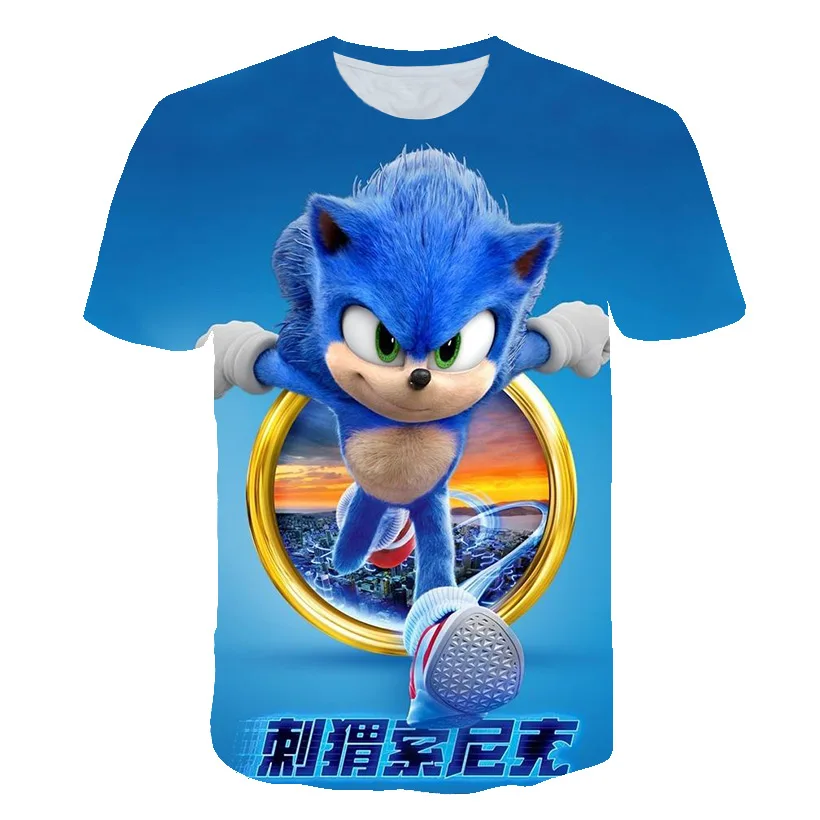 Summer Boy Anime Short Sleeve Sonic 3D Print T Shirts Children's Homewear Tee Daily Casual Tops 3-14Y Kids' Boys Sporty T-shirt