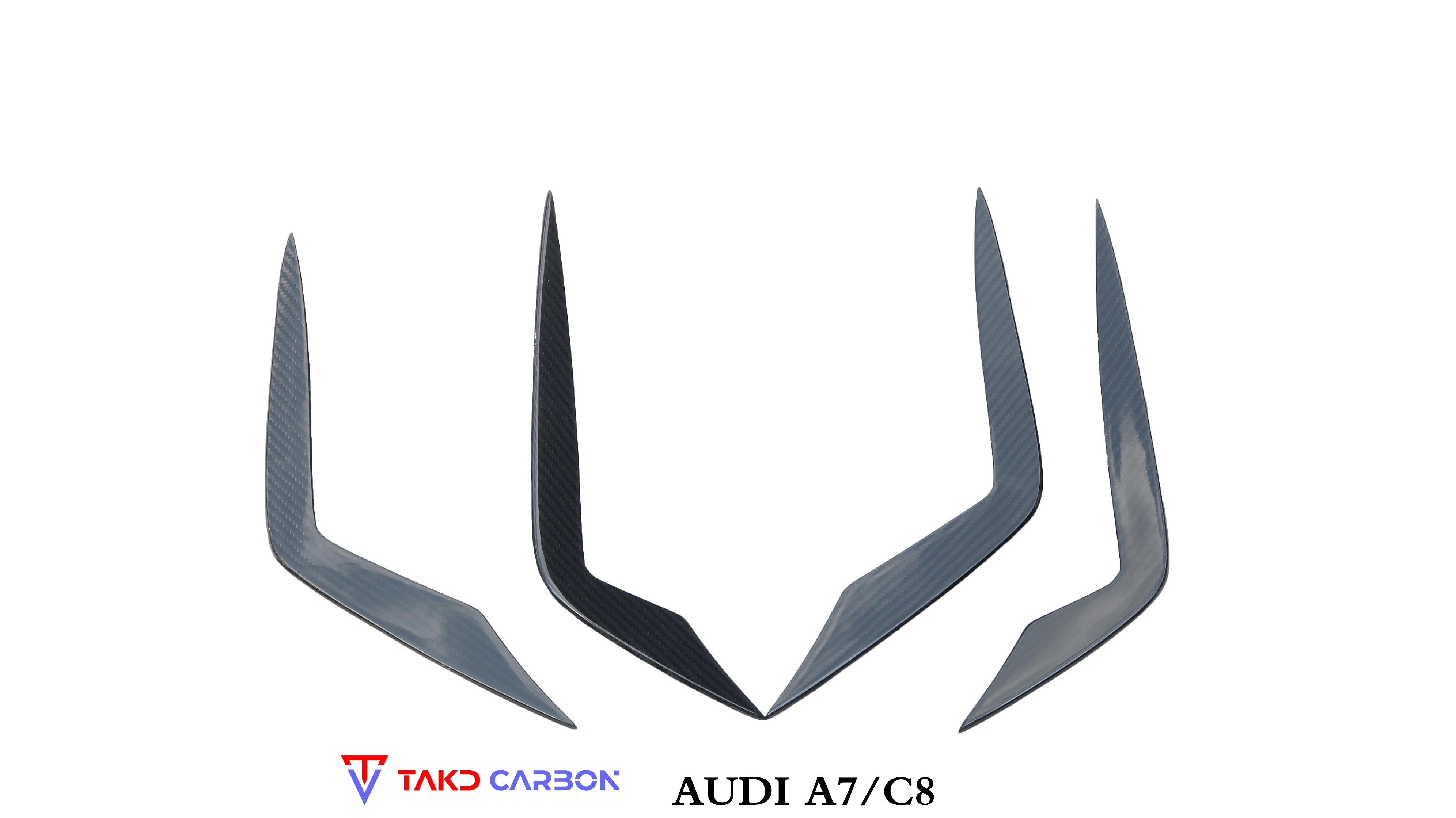 Perfect Fitment Aerodynamic universal rear spoilers 100% Dry Carbon Fiber Bumper Canards For AUDI A7 S7 C8