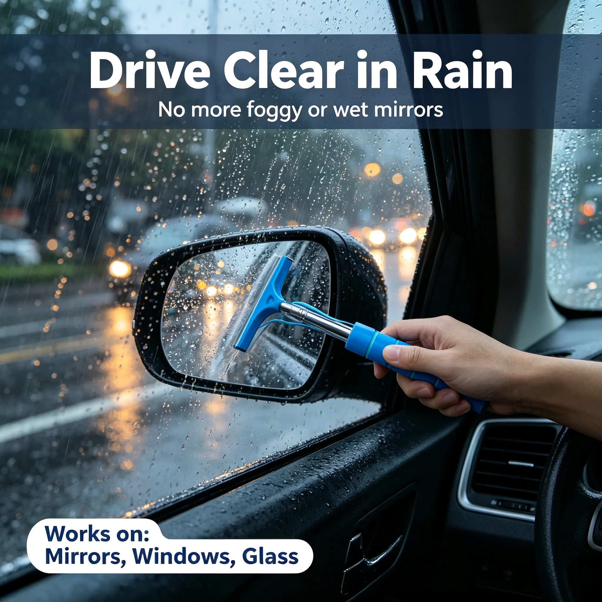 Retractable Car Rearview Mirror Wiper Telescopic Window Glass Squeegee Rain Fog Water Remover Portable Auto Exterior Accessories