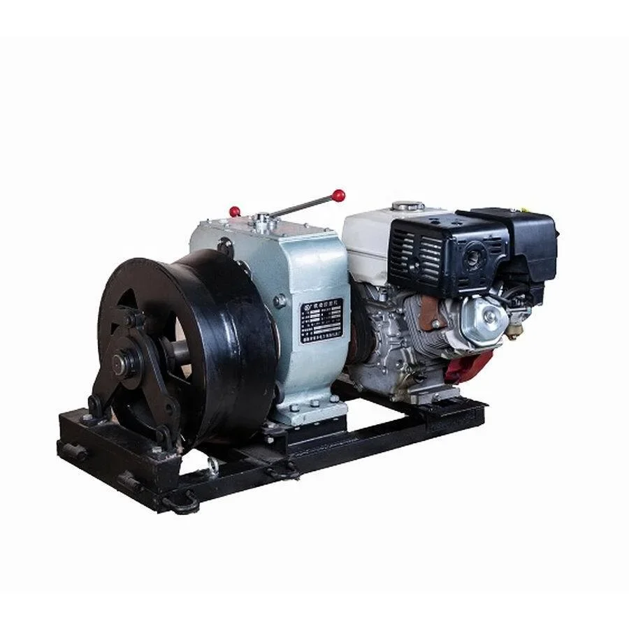 3T 5T 8T Belt Driven Powerful Portable Cable Winch with Air Cooled Engine for Electric Power Construction