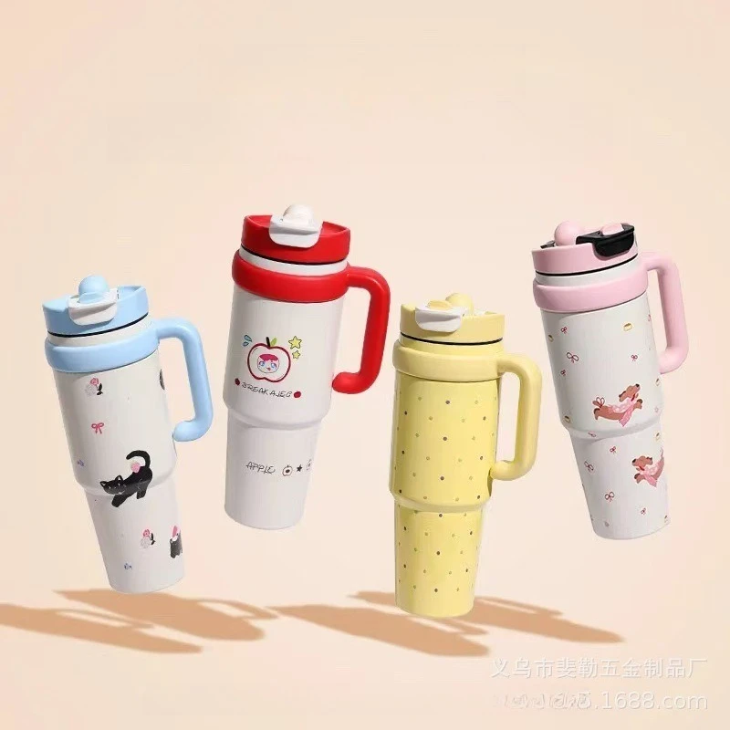 

Изолированная чашка из нержавеющей стали 316, большая емкость, соломенная чашка для мороженого, ручка для домашнего офиса в автомобиле, чашка для холодной воды