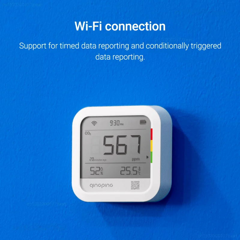 Xiaomi Qingping Thermometer Carbon Dioxide Detector Small-scale Thermometer Hygrometer Indoor Household WIFI Time LCD Display