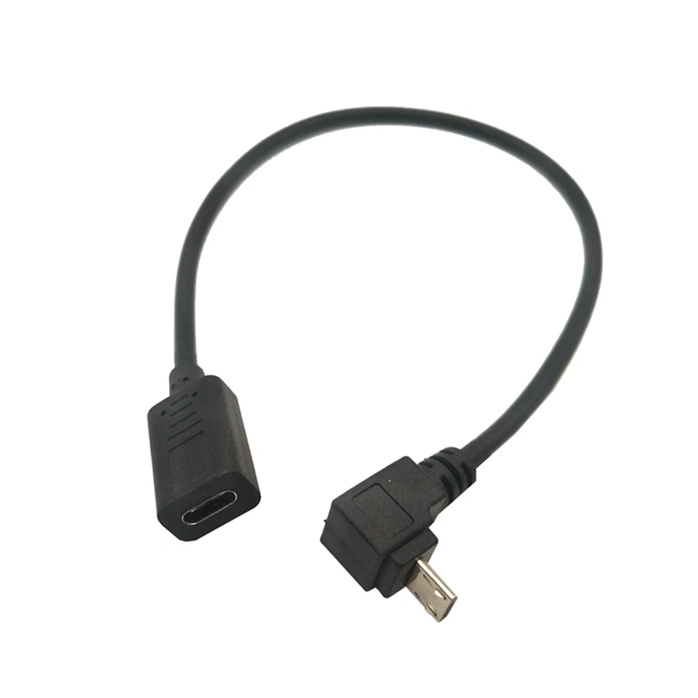 Câble adaptateur USB 3.1type C 600 vers micro USB mâle vers 600, développement de données, coudes supérieur, inférieur, gauche et droit