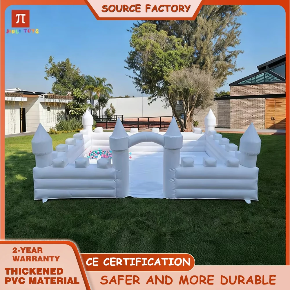 

Outdoor White Inflatable Bouncer Castle – PVC Kids’ Jumping Bounce House with Blower for Child Birthday & Wedding Parties
