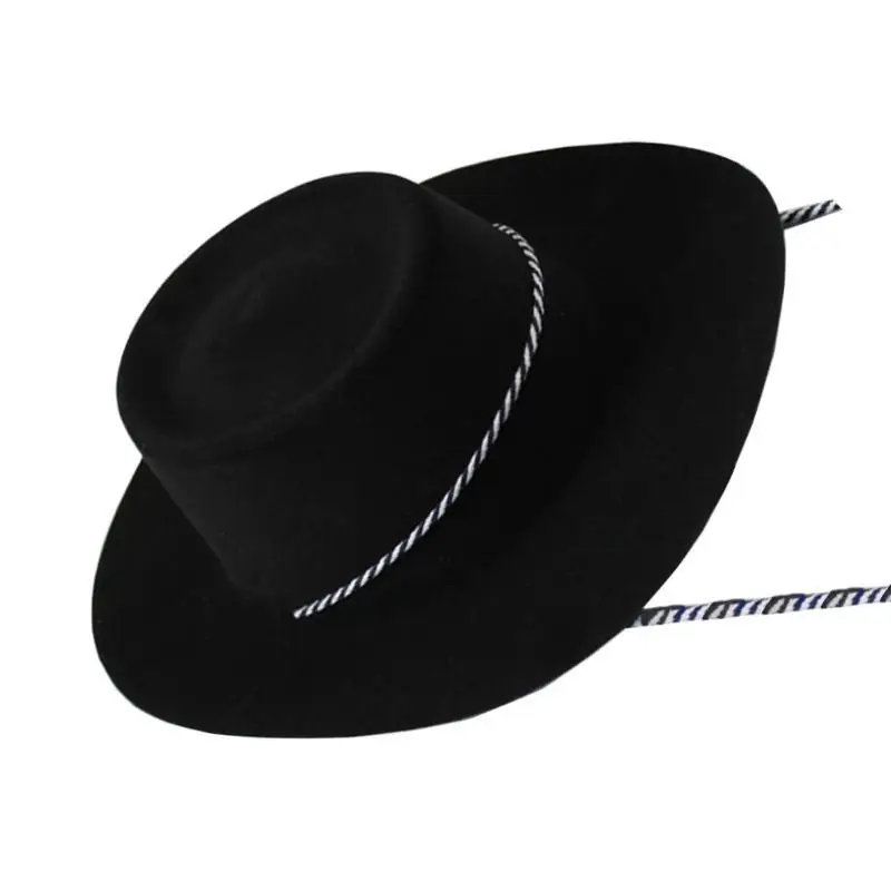 P9FE Roll Trim Zylinder Erwachsene Bühnenauftritte Dress Up Flat Top Fedoras – Detail 3