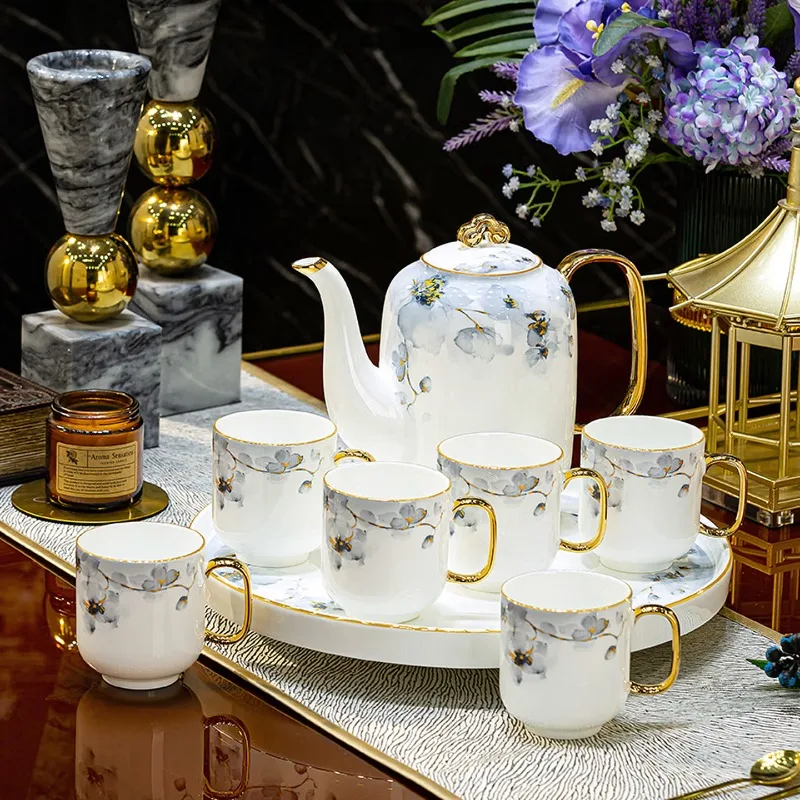 Ceramic teapot, water cup, living room household tea set, gift box