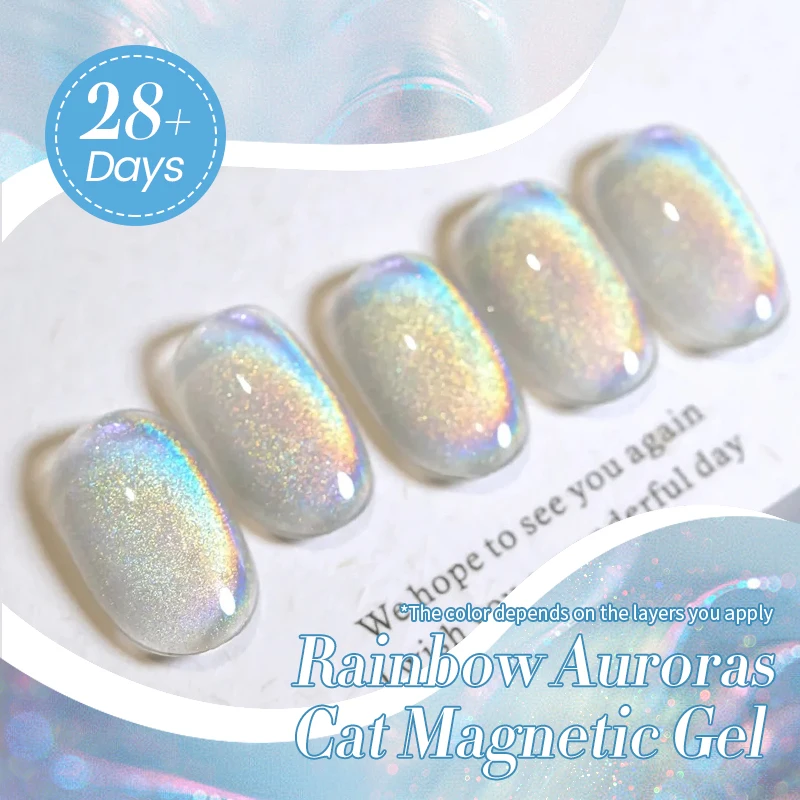 BORN PRETTY 10ml Regenbogen-Katzenaugen-Magnet-Nagelgel, ablösbarer UV-LED-Gel-Lack, langanhaltender Nagelkunst-Lack für Salon, Zuhause und DIY – Detail 4