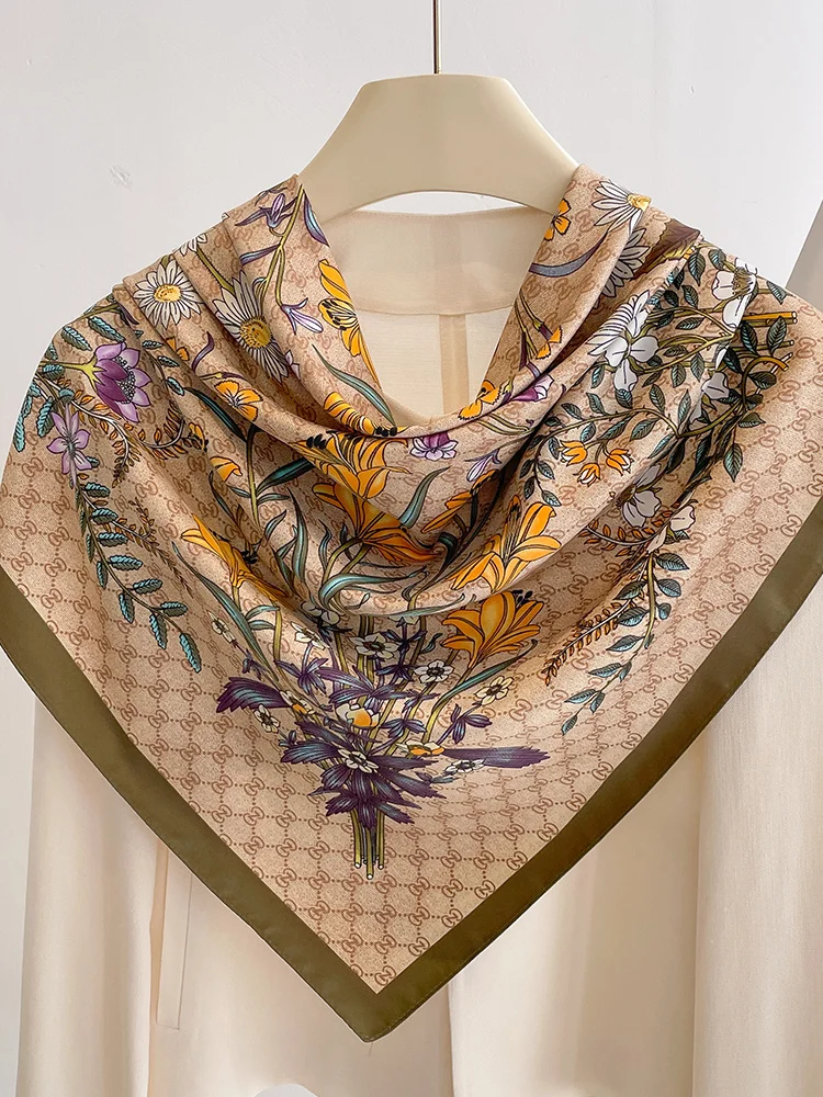 

Ele Silk Scarf Mom Summer Thin Versatile Countryside Sle awl Wrap Headscarf for Women Busin Casual Digital Print P...