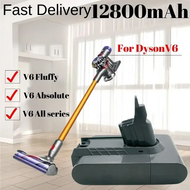 21.6V 12800Ah for Dyson V6 Battery Replacement DC62 DC59 DC58 SV03 SV04 SV09 Animal Motorhead V6 Slim Absolute Vacuum Batter