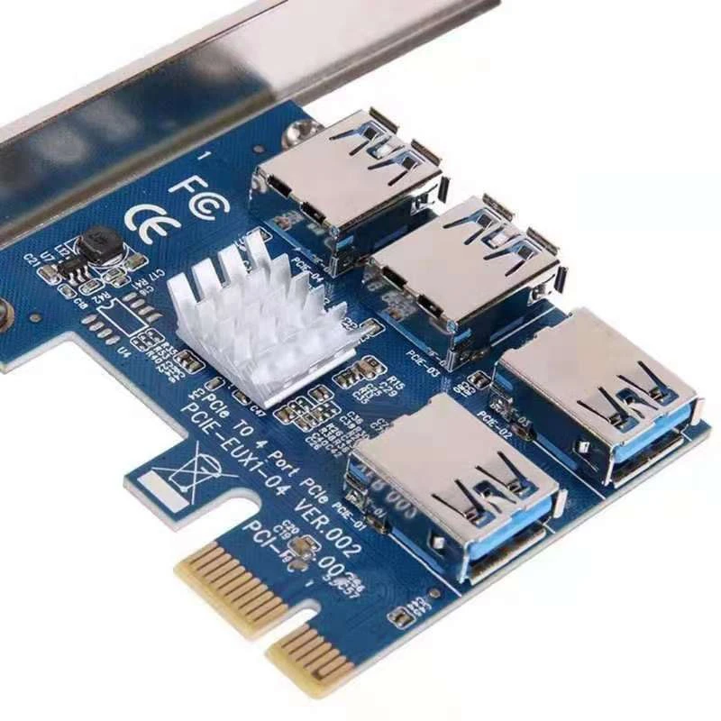 PCIE PCI-E PCI Express Riser Card Riser Card PCI-E to PCI-E Riser Card 1X to 16X 1 to 4 слота USB 3.0 Адаптер концентратора-умножителя