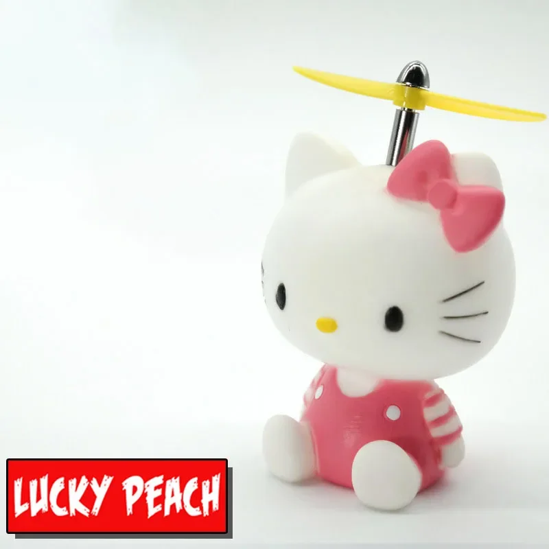 Kawaii Genuine Sanrio Motorcycle Bicycle Helmet Bamboo Dragonfly Hello Kitty Propeller Decoration Bicycle Riding Auto Parts