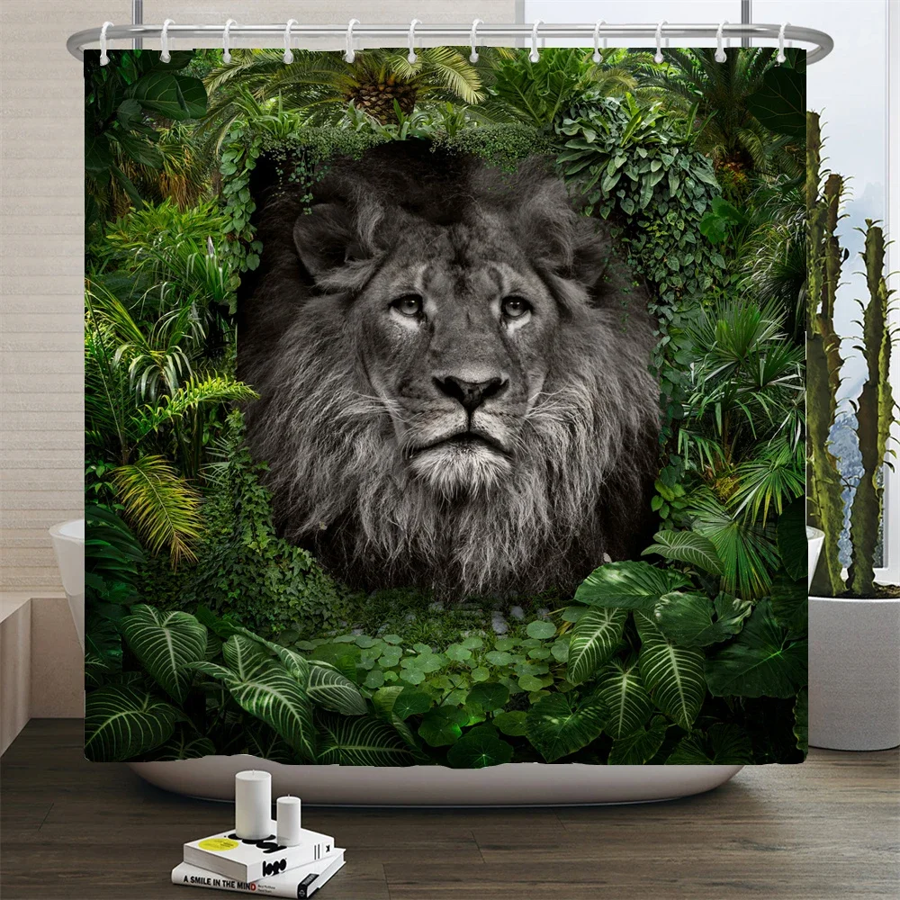 High Quality leopard Printed Fabric Shower Curtains Panther Animal Bath Screen Waterproof Products Bathroom Decor With 12 Hooks