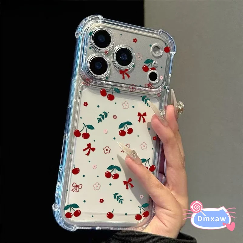 Red Cherry Bow Flower Case For Samsung Galaxy A17 A16 A15 A14 A13 A12 A11 A10S A10E A10 A07 A06 A05S A04E A04S A20S A20E Cover
