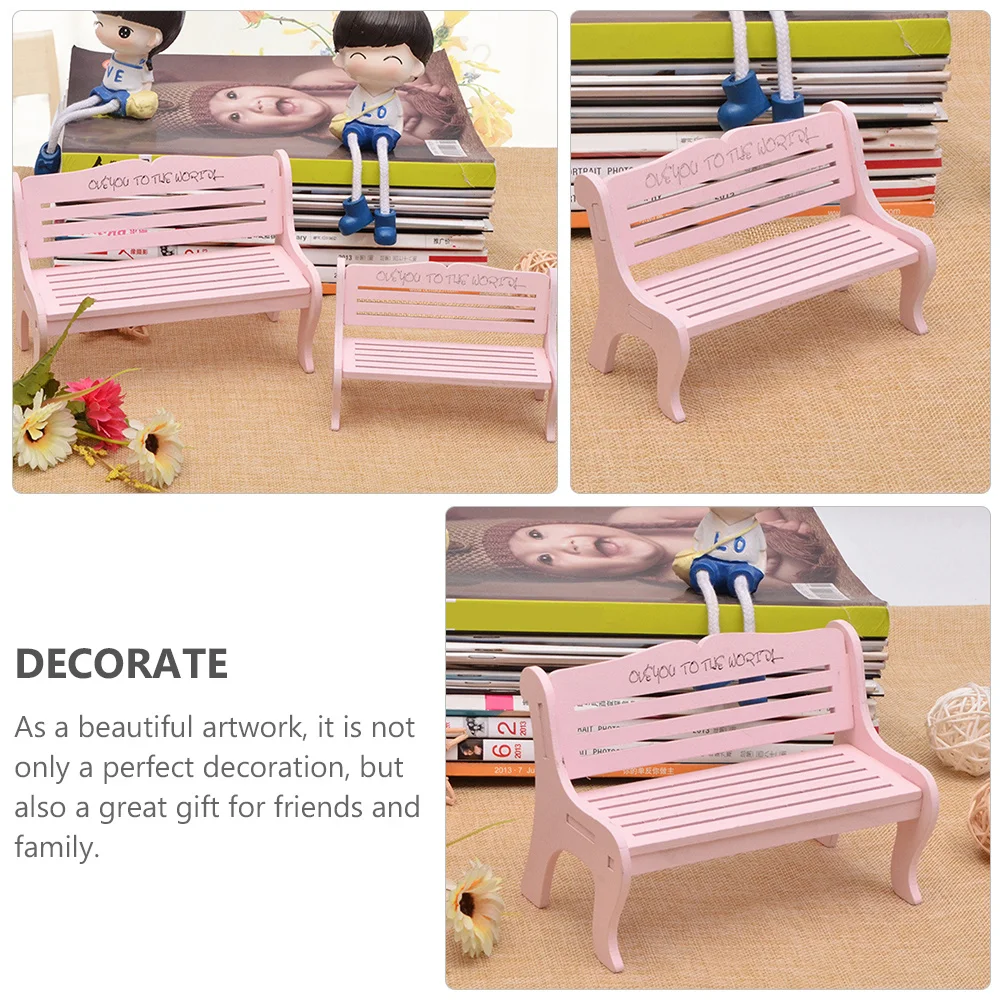 

2Pcs Pink Chair Prop Miniature Furniture Bench Micro Landscape Decoration Fine Workmanship Durable Lifelike Details