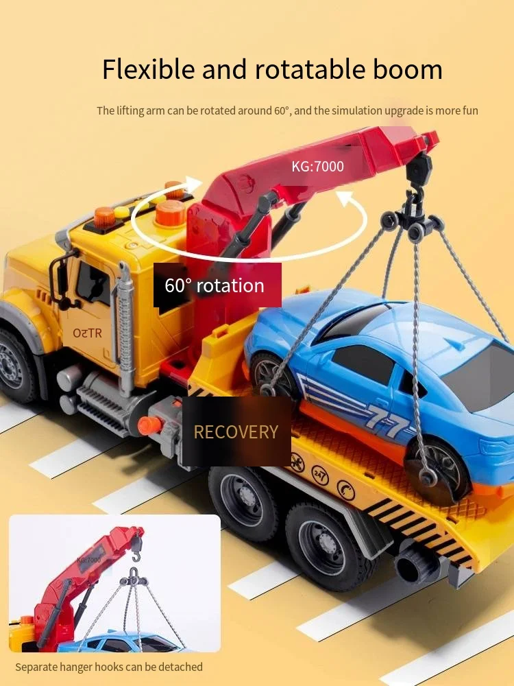 

Simulation Inflating Trailer Toy Road Rescue Vehicle Flat Transport Crane Project Parent-Child Role Play