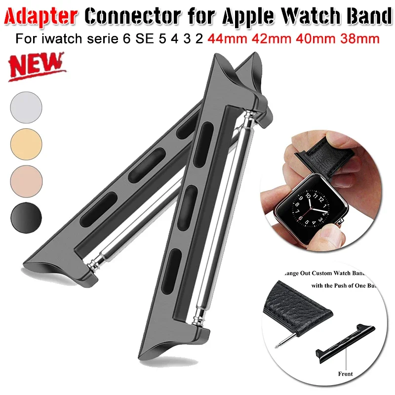 Conector adaptador para Apple Watch serie 6, SE 5, 4, 3, 2, acero inoxidable, 44mm, 42mm, 40mm, 38mm, correa de muñeca