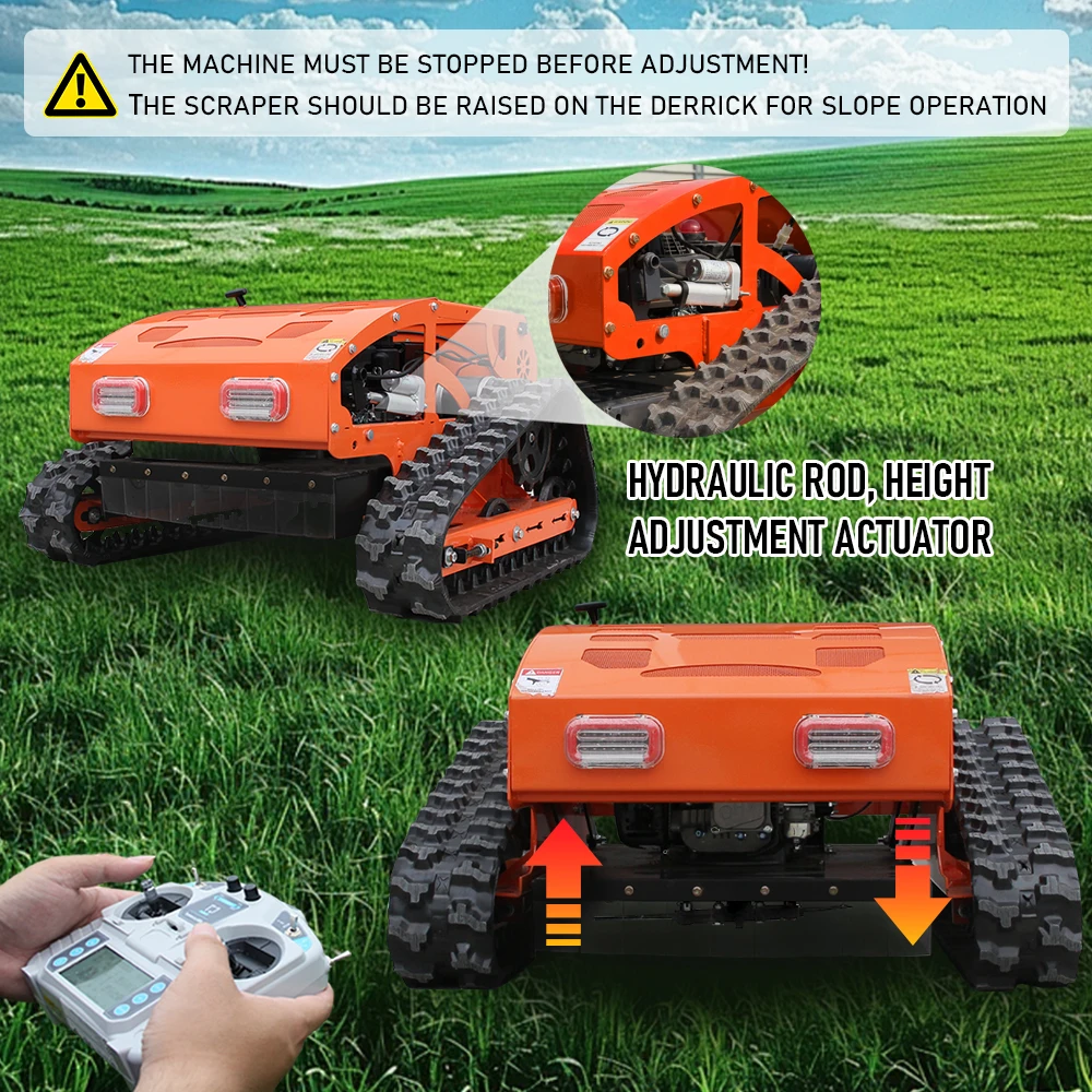 Automatic Robotic Lawn Mower with Tracks, 60 Min Runtime, Adjustable Height & Smart Sensors for Sloped Gardens, Grass Trimmer