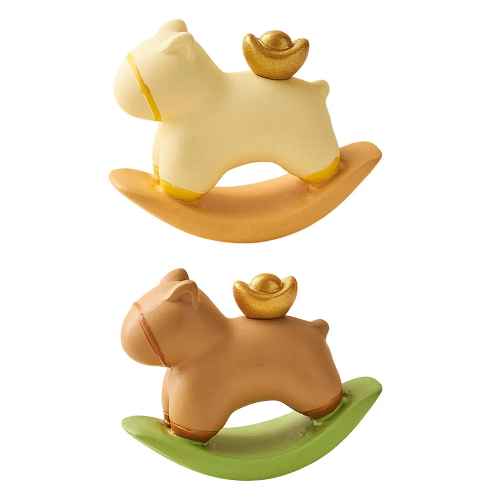 Rocking Horse Figurine Statue Collection Cute Tabletop Ornament Small Sculpture for Office Bookshelf Entrance Home Decoration