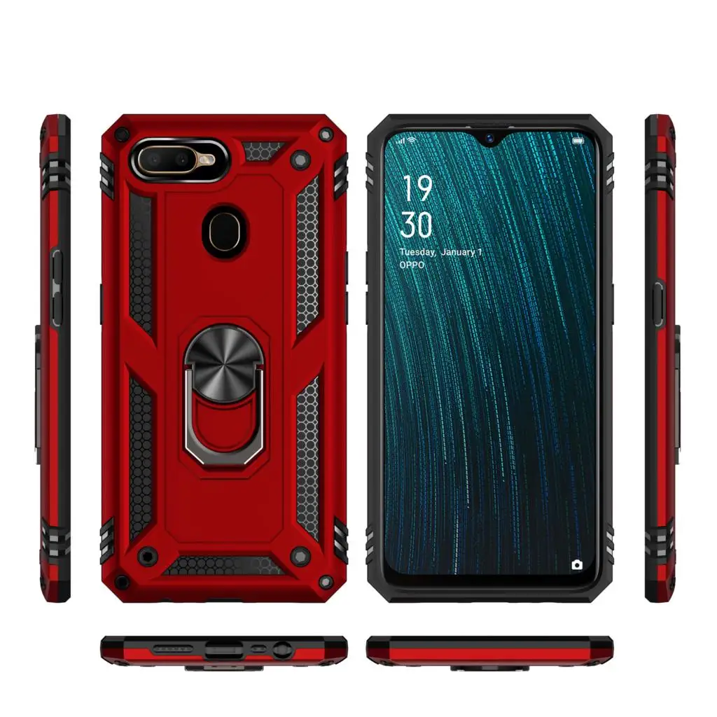 Oppo A5s AX5s Case Luxury Shockproof Car Holder Ring Magnet Case on Oppo A12 A12s Case Rugged Armor Hybrid Protector Cover