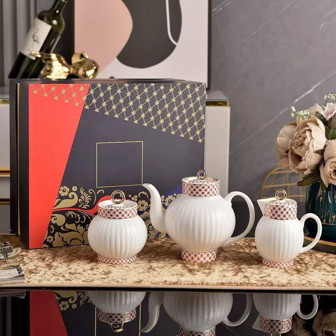 

Прочный керамический чайник, кофейная чашка, тарелка, комбинированная домашняя посуда, подходит для ежедневного завтрака, чая, кофе, столовой