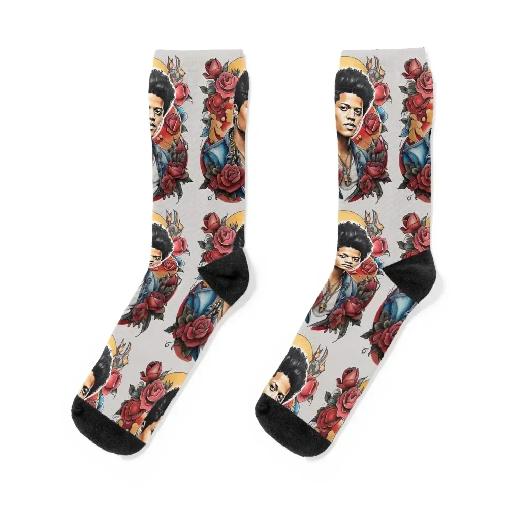 

A Bruno Mars Inspired Tattoo Socks new year anti-slip Boy Child Socks Women's