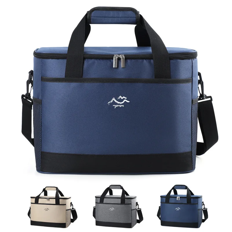 

New Portable Large Capacity Picnic Bag Square Outdoor Camping Bag Crossbody Lunch Box Insulated Bag