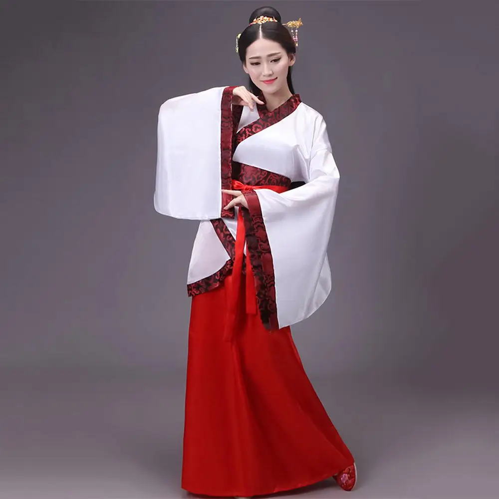 Long Sleeves Hanfu Long Dress Patchwork Ancient Style Chinese Tang Suit Cheongsam Performance Skirt Chinese Traditional Costumes