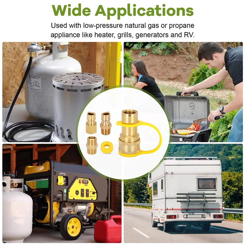 ABLL-1/2 インチ天然ガスクイックコネクト継手、プロパンホースクイックディスコネクトキット、ガスグリル、ヒーター、発電機用