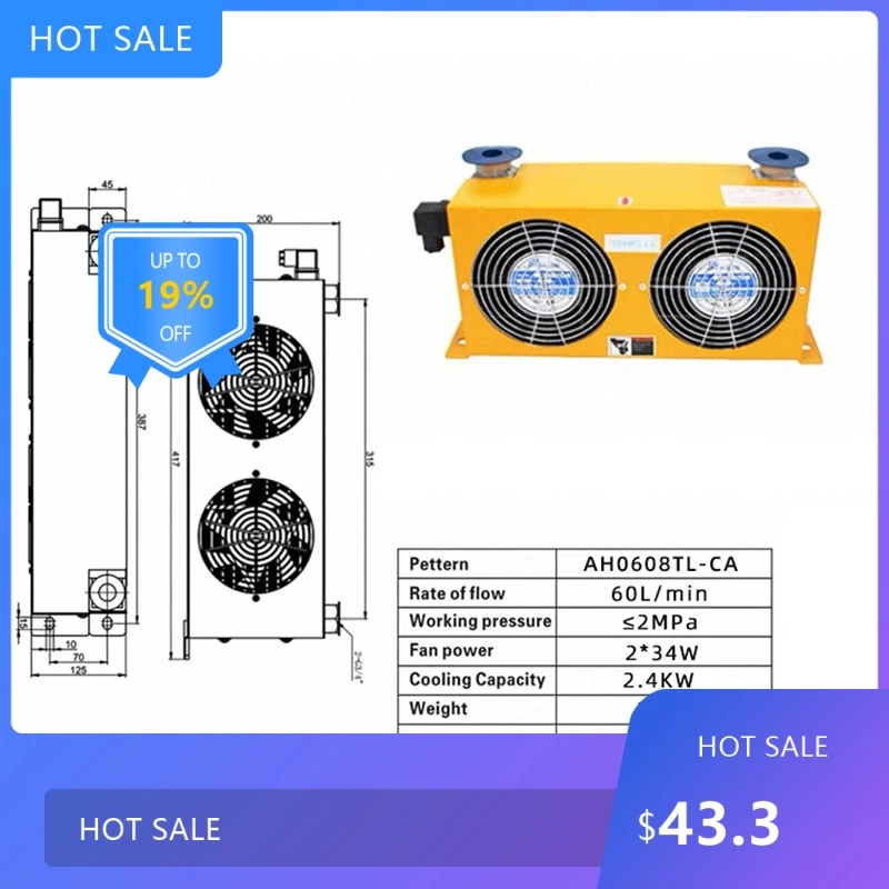 

0728 НОВЫЙ AH0608T-CA 60 л/мин гидравлический воздушный охладитель Лидер продаж аппаратный вентилятор воздушное охлаждение масляный радиатор 110 В/220 В/24 В топливо
