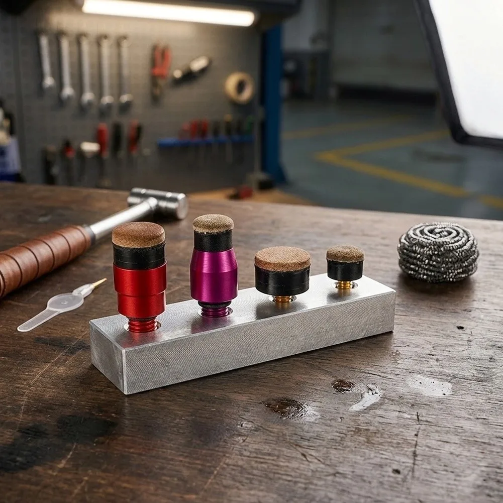 Automotive Tap Hammer Accessory Set with Cowhide Contact Material and M8 Interface for Use with Existing Dent Repair Tools
