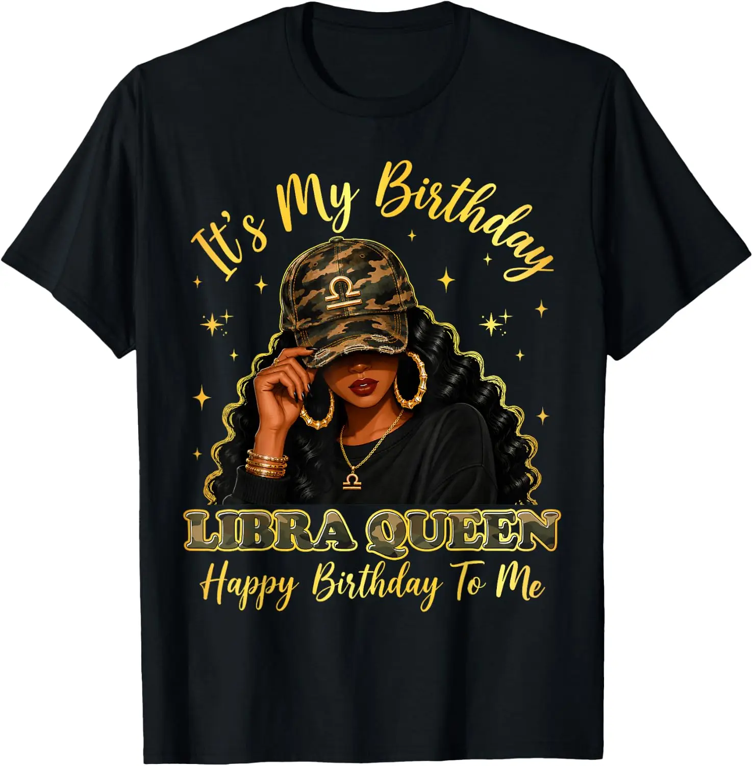 It's My Libra Queen Happy Birthday To Me Afro Girls T-Shirt